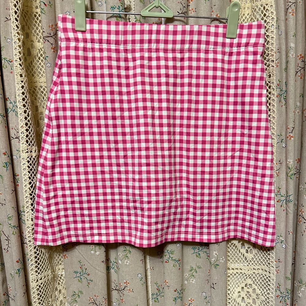 J.McLaughlin Pink White‎ Gingham Skort Size Small Built-In Shorts EUC